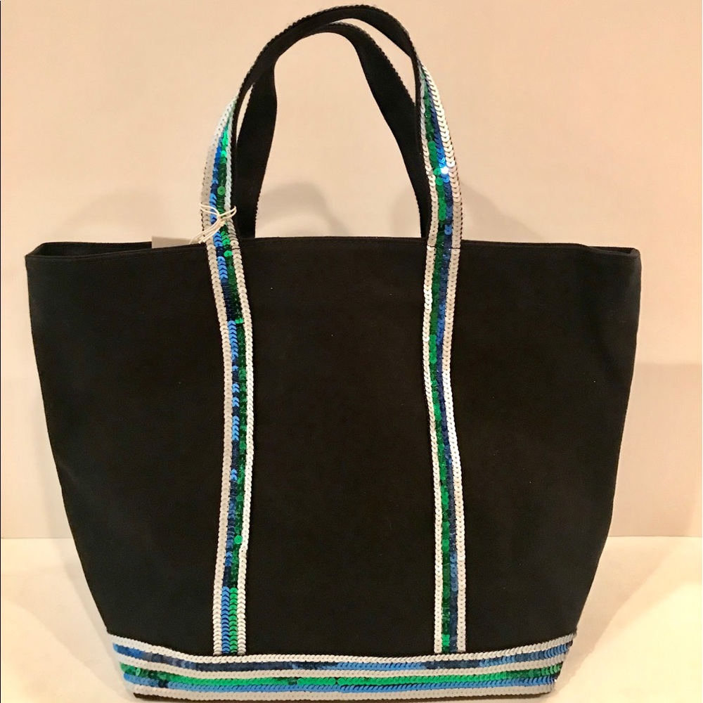 Vanessa Bruno Canvas and Sequin Cabas Tote Bag NEW